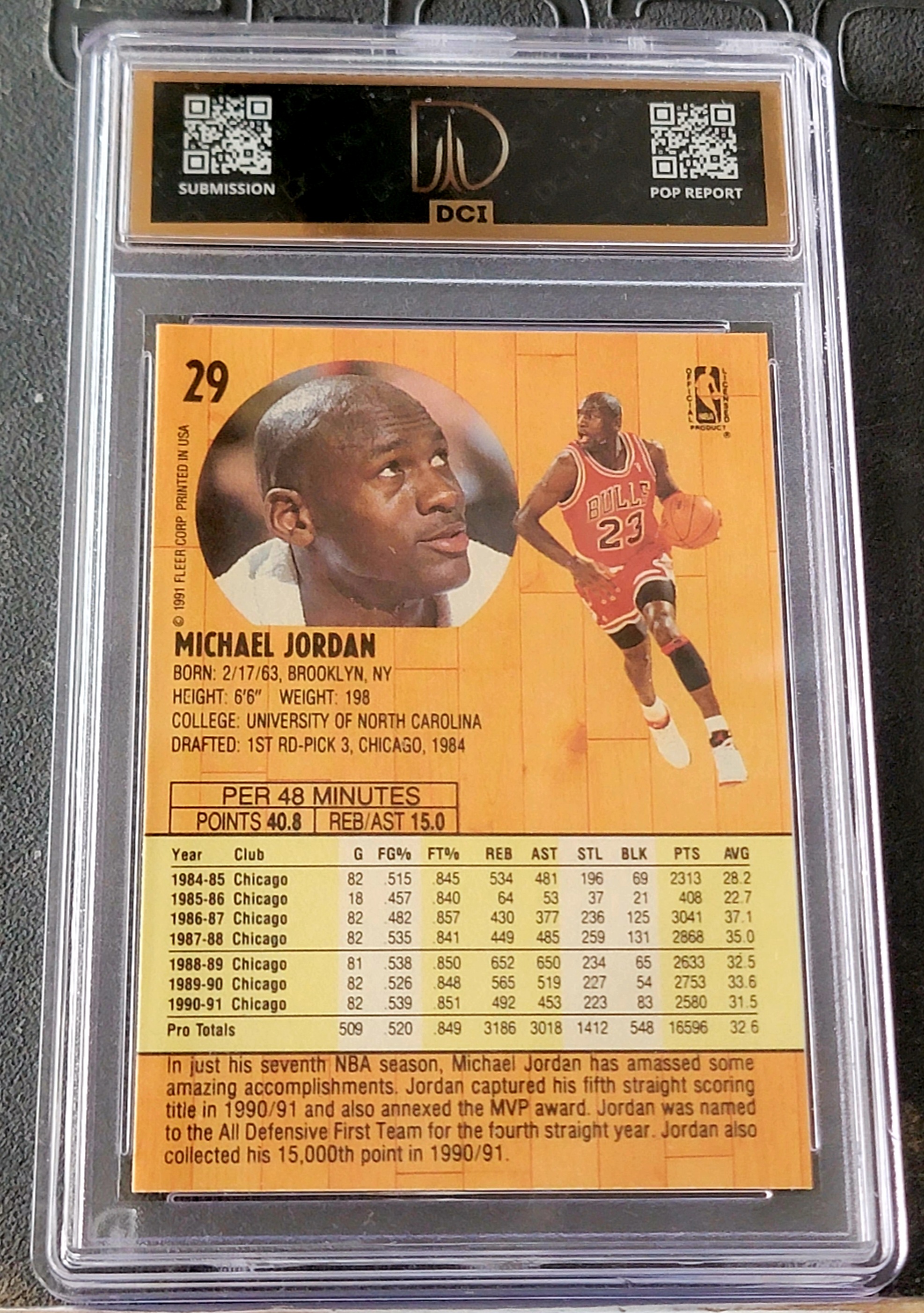 Secure Trade Club - 1991 Fleer Michael Jordan #29 DCI 9 Mint